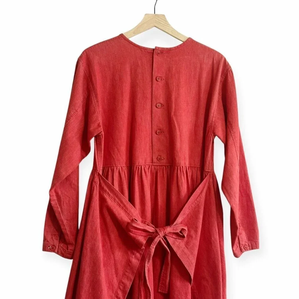 "I.S." ISSEY SPORT Red Midi Dress, Size M,  Rare from Vintage 80S - Picture 6 of 16